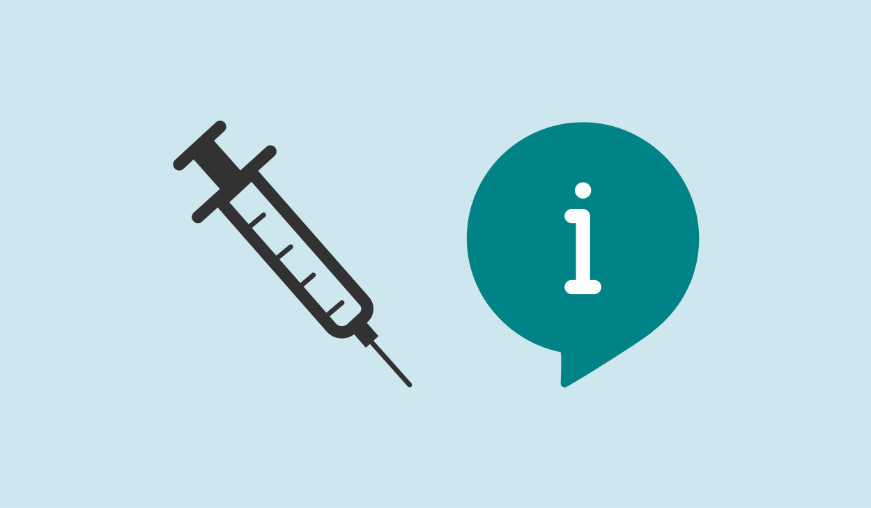 Spruta och pratbubbla med ett i inuti